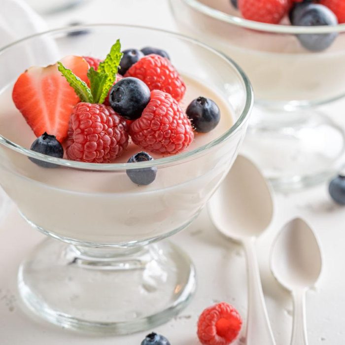 Esponjado de yogurt con frutas